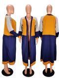 Contrast Color Full Sleeve Long Cardigan Coat WSM-5126