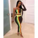 Sexy Printed One Shoulder Two Piece Pants Set WSM-5103