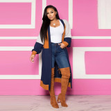 Contrast Color Full Sleeve Long Cardigan Coat WSM-5126