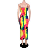 Sexy Hollow Out Print Long Dress ASL-6237