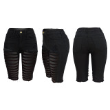 Denim Ripped Hole Knee Length Skinny Jeans Shorts YD-8182