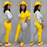 Long Sleeve Splicing Two-piece Pant Suit HMS-5271