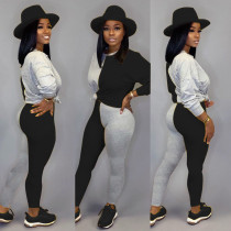 Long Sleeve Splicing Two-piece Pant Suit HMS-5271