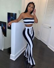 Stripe Tube Top Two Piece Pant Set HMS-5253