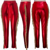 PU Leather Tassel Skinny Long Pants SMR-9575