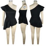 Ruffle One Shoulder Tops TE-3976