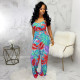 Floral Print Spaghetti Strap One Piece Jumpsuit SMR-9562