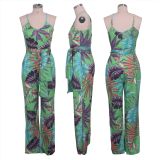 Floral Print Spaghetti Strap One Piece Jumpsuit SMR-9562