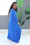 Solid Long Sleeve Irregular High Low Maxi Dress NK-8480