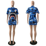 Casual Printed Short Sleeve Mini Dresses OD-8109