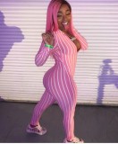 Sexy V Neck Long Sleeve Bodycon Jumpsuit LUO-3051