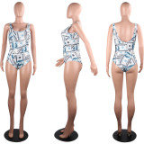Sexy Leopard Dollar Printed one Piece Swimsuit AIL-024