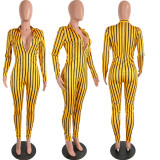 Sexy V Neck Long Sleeve Bodycon Jumpsuit LUO-3051