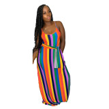 Hot Sale Striped Strapless Dress CHY-1167
