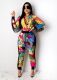 Colorful Printed Tassel Long Sleeve 2 Piece Set LUO-3036