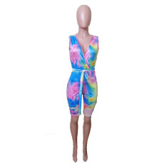 Fashion Tie-dye Print Camisole Romper CHY-1164