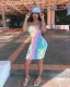 Tie Dye Print Strapless Bodycon Tube Dress WSM-5065