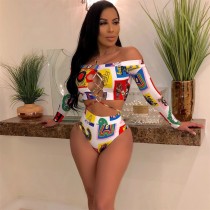 Sexy Printed Long Sleeve Bikinis Sets CHY-1131