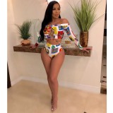 Sexy Printed Long Sleeve Bikinis Sets CHY-1131