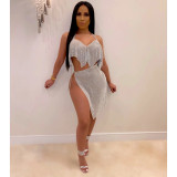 Sexy Shiny Backless Irregular Club Skirt Sets CHY-1209