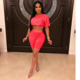 Sexy Mesh See Through Hooded 2 Piece Shorts Set LUO-3013