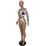 Sexy Printed Long Sleeve Bikinis Sets CHY-1131