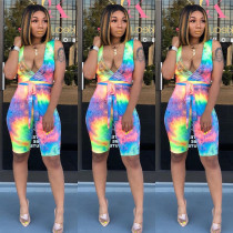 Fashion Tie-dye Print Camisole Romper CHY-1164