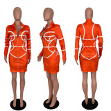Sexy Long Sleeve Front Zipper Mini Dress CHY-1172