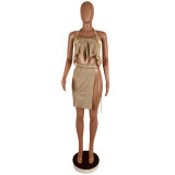 Sexy Shiny Backless Irregular Club Skirt Sets CHY-1209