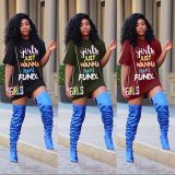 Letter Print Short Sleeve T-shirt Dress LSD-8012