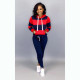 Plus Size Patchwork Hoodies Long Pants 2 Piece Sets NK-6005