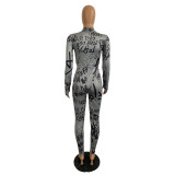 Letter Print Long Sleeve Suit CHY-1205