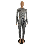 Letter Print Long Sleeve Suit CHY-1205