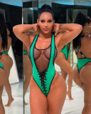 Plus Size Sexy Mesh Patchwork One Piece Swimsuit LSD-8094