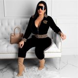 Casual Long Sleeve Zipper Two Piece Pants Set MDF-5115