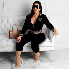 Casual Long Sleeve Zipper Two Piece Pants Set MDF-5115