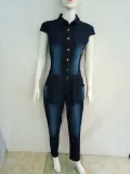 Casual Denim Short Sleeve Jeans Jumpsuits LX-929