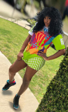 Plus Size Printed Sporty Two Piece Shorts Sets BLX-7321