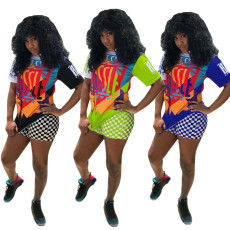 Plus Size Printed Sporty Two Piece Shorts Sets BLX-7321