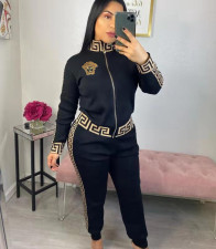 Casual Long Sleeve Zipper Two Piece Pants Set MDF-5115