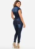 Casual Denim Short Sleeve Jeans Jumpsuits LX-929