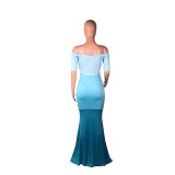 Sexy Fashion Patchwork Wrapped Long Dress BS-1095