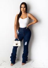 Denim Ripped Hole Piles Skinny Jeans Pants LSD-8649