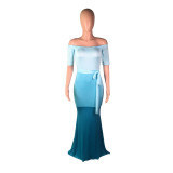 Sexy Fashion Patchwork Wrapped Long Dress BS-1095