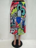 Plus Size Printed Pleated Long Skirt LSD-8277