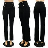 Elegant High Waist Back Zipper Long Pants YS-8180