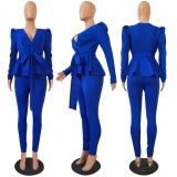 Fashion Ruffle Casual Two-piece Suit CM-639