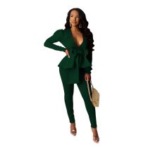 Fashion Ruffle Casual Two-piece Suit CM-639