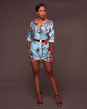 Plus Size Printed Shirt Dress SMR-8847