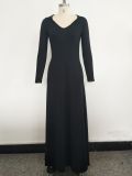 Classic Solid Color Paneled Hooded Loose Dress SMR-9568